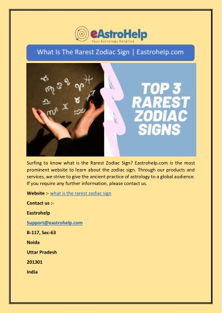 What Is The Rarest Zodiac Sign | Eastrohelp.com
