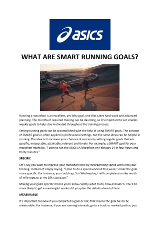 WHAT ARE SMART RUNNING GOALS ?