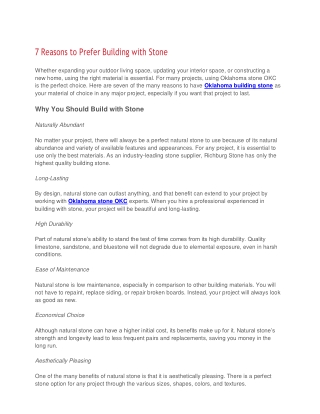 7 Reasons to Prefer Building with Stone