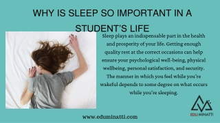 WHY IS SLEEP SO IMPORTANT IN A STUDENT’S LIFE