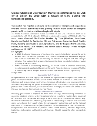 Global Chemical Distribution Market is estimated to be US