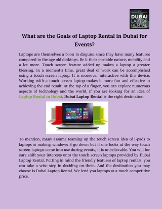 What are the Goals of Laptop Rental in Dubai for Events?