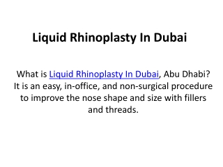 Liquid Rhinoplasty In Dubai