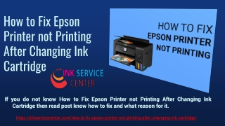 How to Fix Epson Printer not Printing After Changing Ink Cartridge