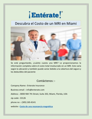 Descubra el Costo de un MRI en Miami