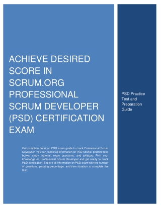 Achieve Desired Score in Scrum.org Professional Scrum Developer (PSD) Certification Exam