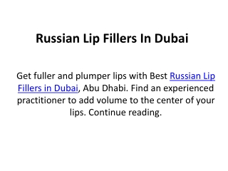 Russian Lip Fillers In Dubai