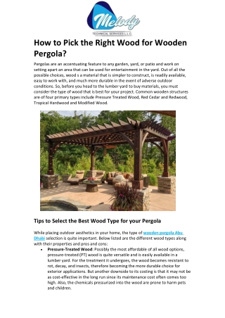 How to Pick the Right Wood for Wooden Pergola