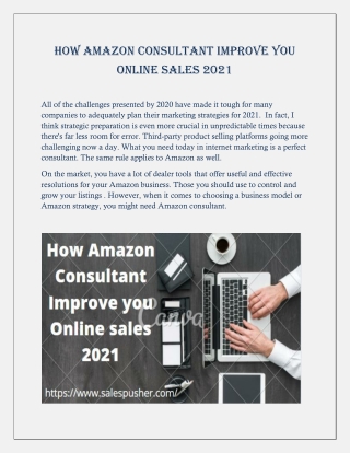 How Amazon Consultant Improve you Online sales 2021