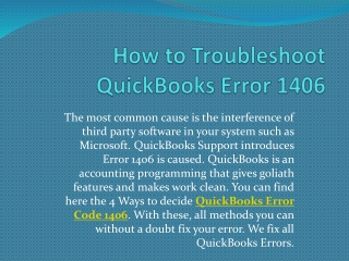 Quick Fix for QuickBooks Error 1406