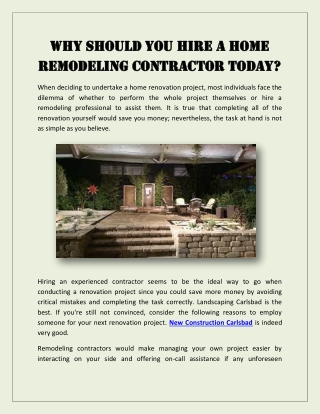 Why should you hire a home remodeling contractor today