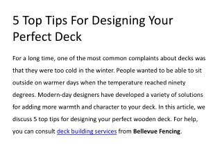 5 Top Tips For Designing Your Perfect Deck
