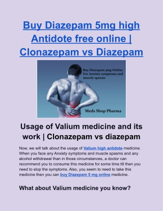 Buy Diazepam 5mg high Antidote free online | Clonazepam vs Diazepam