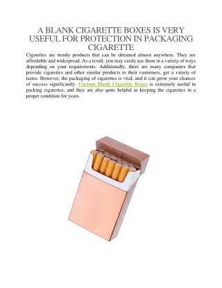 A Blank Cigarette Boxes Is Very Useful For Protection in Packaging Cigarette