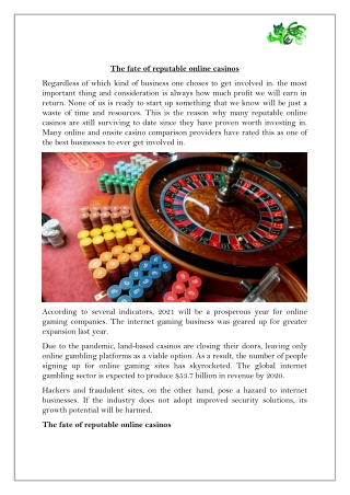 The fate of reputable online casinos
