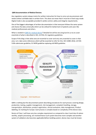 QMS documentation of Medical Devices.