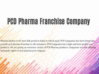 PCD Pharma Franchise Company