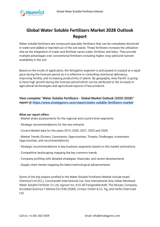2021 Water Soluble Fertilizers Market Global Analysis Report