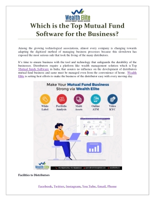 Which is the Top Mutual Fund Software for the Business