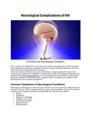 Neurological Complications of HIV