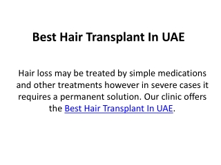 Best Hair Transplant in UAE