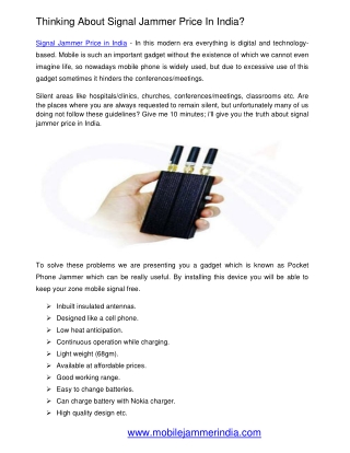 Thinking About Signal Jammer Price In India