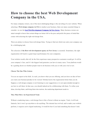 Best Website Developer in the USA