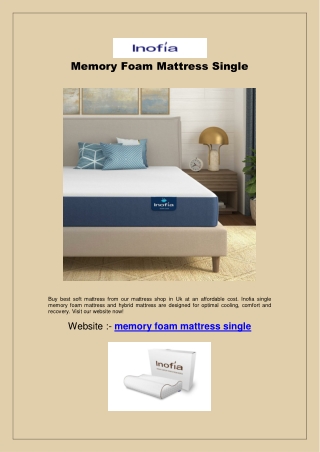 Memory Foam Mattress Single