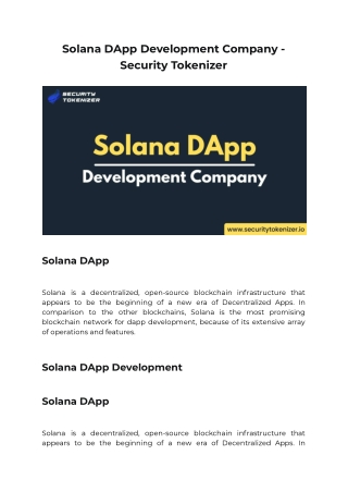 Solana DApp Development Company - Security Tokenizer