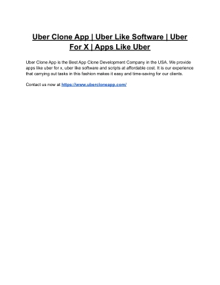 Uber Clone App | Uber Like Software | UberFor X | Apps Like Uber