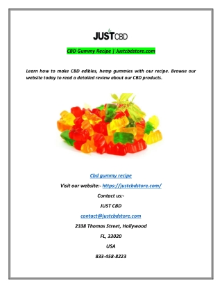 CBD Gummy Recipe | Justcbdstore.com