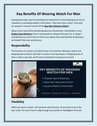 Key Benefits Of Wearing Watch For Men