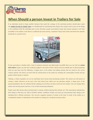 When Should a person Invest in Trailers for Sale united trailer