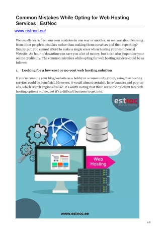 Common Mistakes While Opting for Web Hosting Services  EstNoc