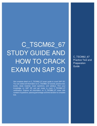 C_TSCM62_67 Study Guide and How to Crack Exam on SAP SD