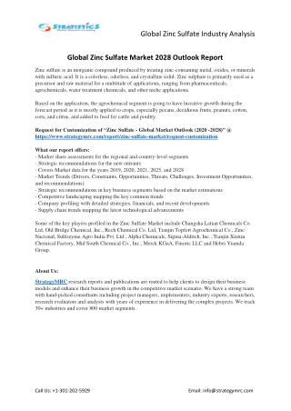 Zinc Sulfate Market Forecasts to 2028