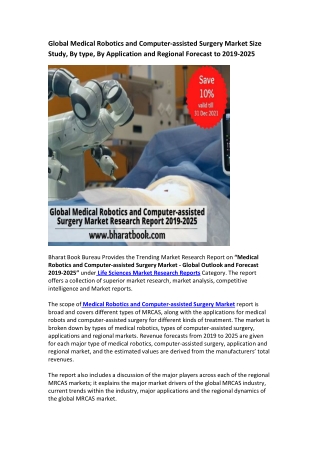 Global Medical Robotics and Computer assisted surgery market report