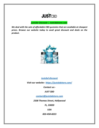 justcbd Discount | Justcbdstore.com