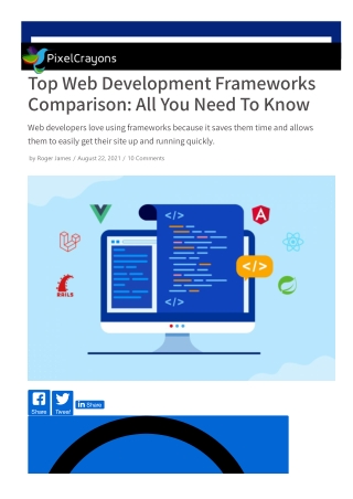 Top Web Development Frameworks Comparison: All You Need To Know