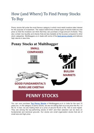 How (and Where) To Find Penny Stocks To Buy