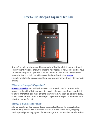 How to Use Omega 3 Capsules for Hair