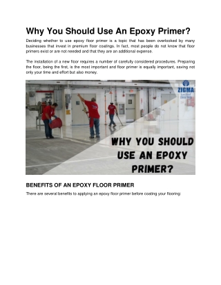Why You Should Use An Epoxy Primer