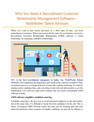 Why You Need A Recruitment Customer Relationship Management Software – WalkWater Talent Advisors