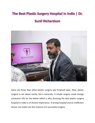 The Best Plastic Surgery Hospital in India | Dr. Sunil Richardson