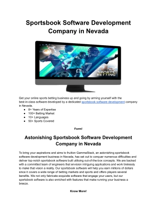 Sportsbook Software Development Company in Nevada