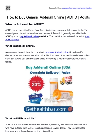 How to Buy Generic Adderall Online  ADHD  Adults