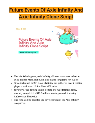 Future Events Of Axie Infinity And Axie Infinity Clone Script