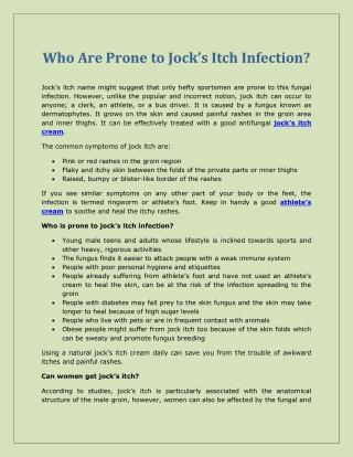 Who Are Prone to Jock’s Itch Infection