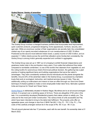 Godrej Rejuve- Variety of amenities