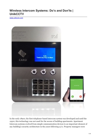 Wireless Intercom Systems Dos and Donts  UnikCCTV